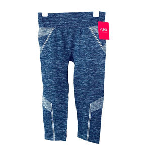 Ryka Leggings High Rise Compression Seamless Blue Crop Running Yoga Pant Women L